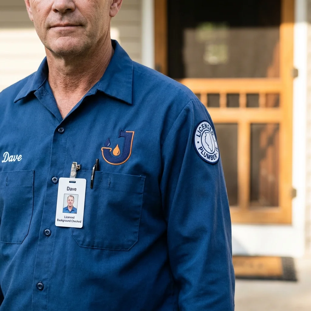 Licensed plumber showing ID badge in Loyalhanna, PA