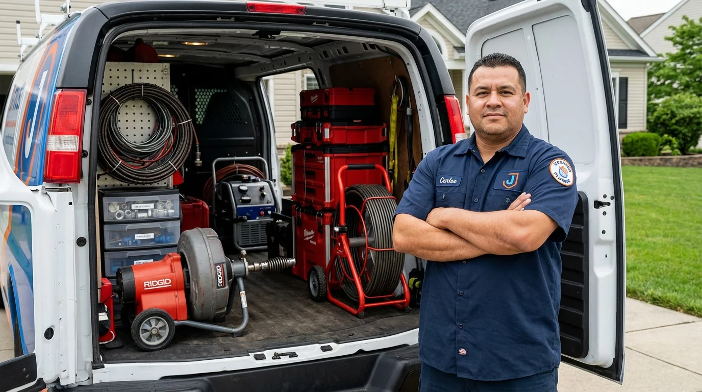 Professional drain cleaning equipment and Johns Plumbing LLC plumber in Loyalhanna