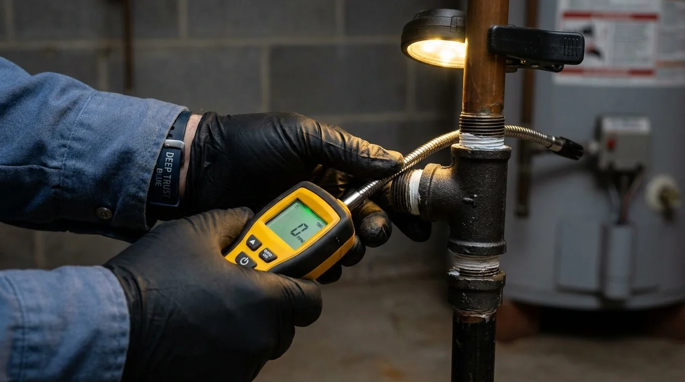 Gas leak detection with electronic sniffer by Johns Plumbing LLC in Loyalhanna