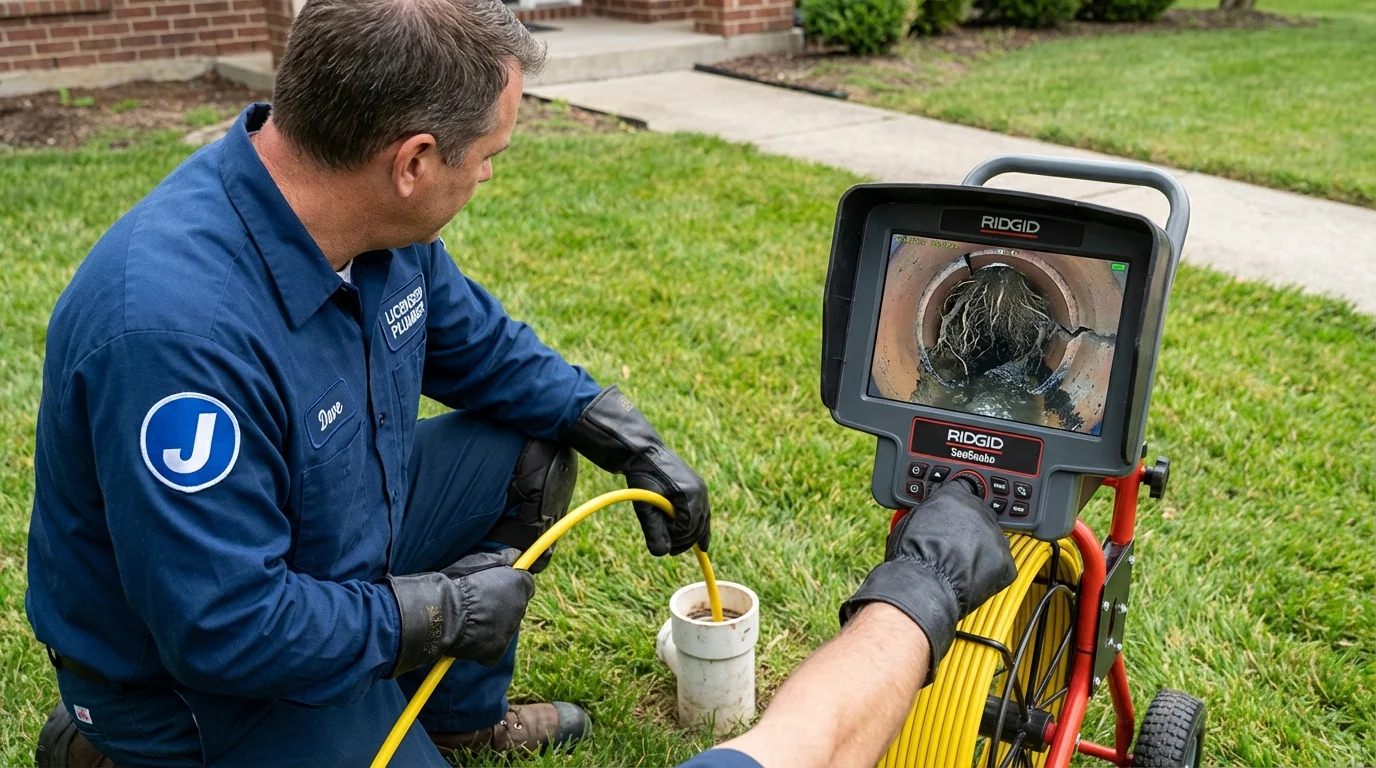 Sewer camera inspection being performed by Johns Plumbing LLC in Loyalhanna